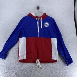 Philadelphia 76ers Jacket Womens L Windbreaker NBA Basketball Hardwood Classics